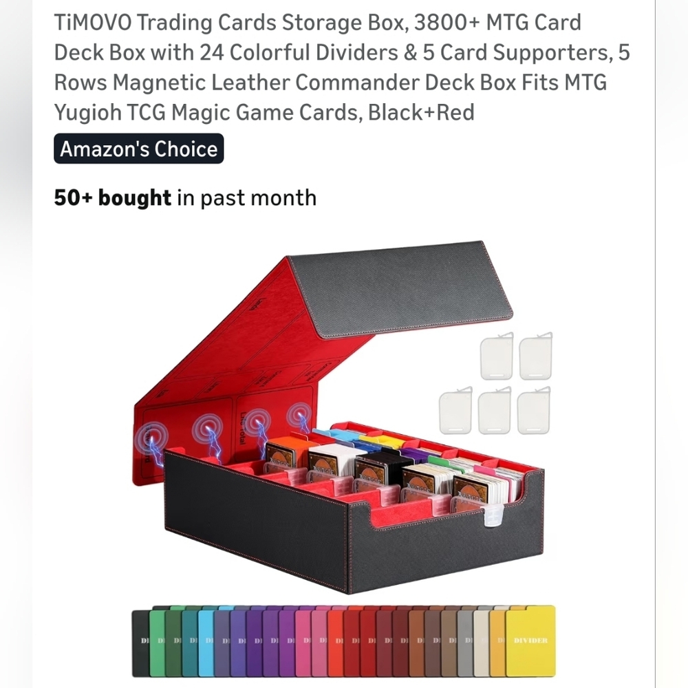 Black and Red Magnetic Leather Deck Box